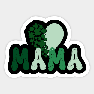 "MAMA" St. Patrick's Day Retro Shamrock Heart Sticker